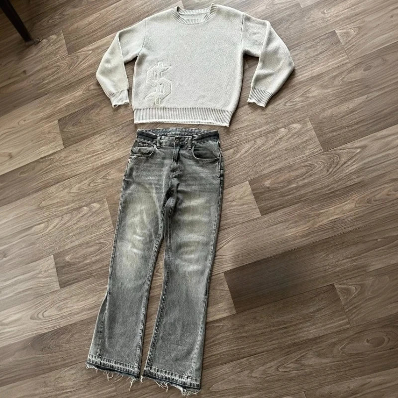 Y2K Retro Jeans Dollar Pattern