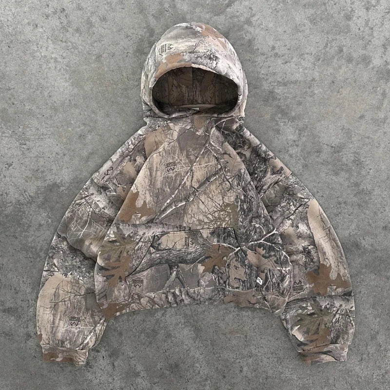 Y2K Retro zip up Hoodie Men Camouflage zipper