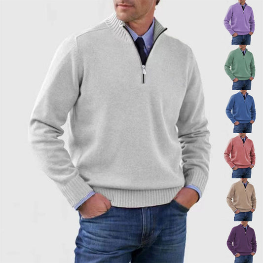 Men's Stand Collar Zipper Sweater Winter Fashion
