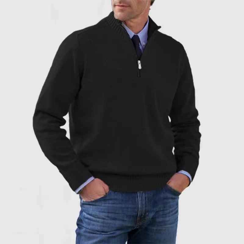 Men's Stand Collar Zipper Sweater Winter Fashion