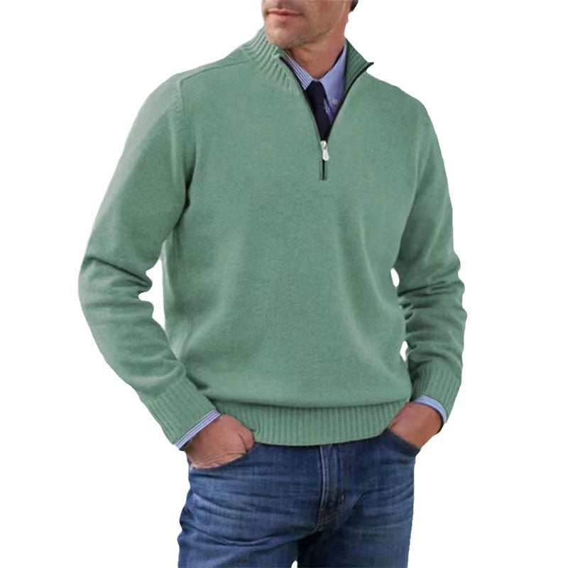 Men's Stand Collar Zipper Sweater Winter Fashion