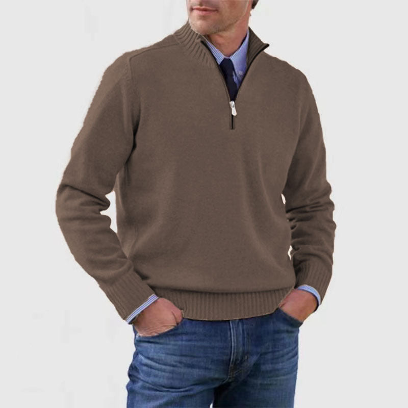 Men's Stand Collar Zipper Sweater Winter Fashion