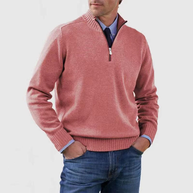 Men's Stand Collar Zipper Sweater Winter Fashion
