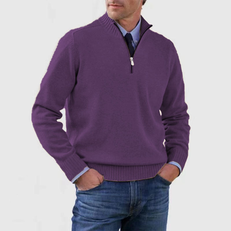 Men's Stand Collar Zipper Sweater Winter Fashion