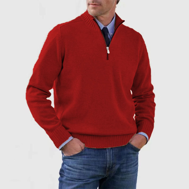 Men's Stand Collar Zipper Sweater Winter Fashion