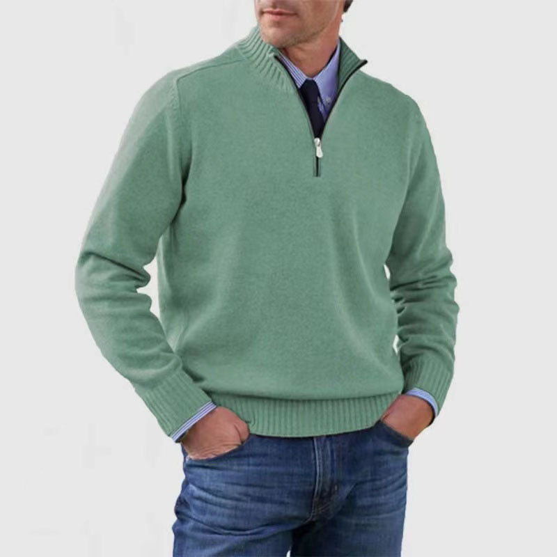 Men's Stand Collar Zipper Sweater Winter Fashion
