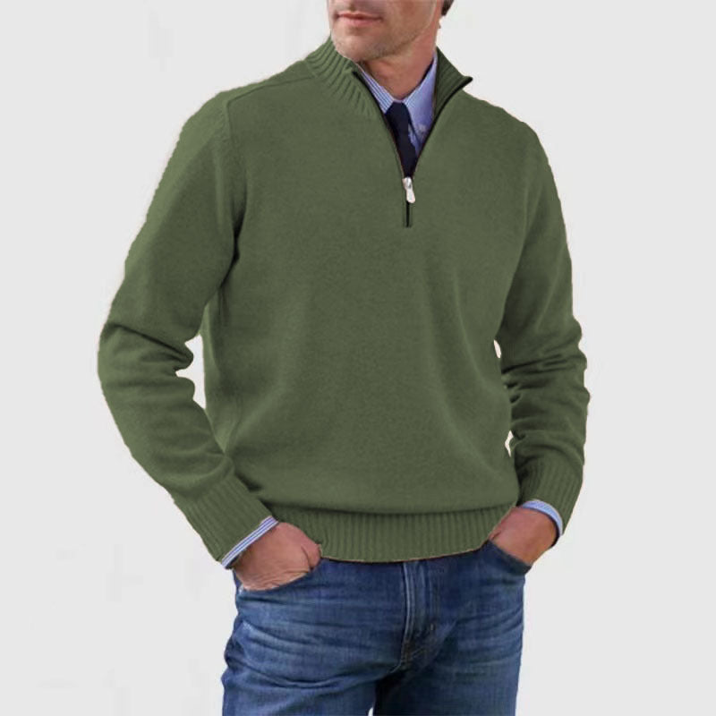 Men's Stand Collar Zipper Sweater Winter Fashion