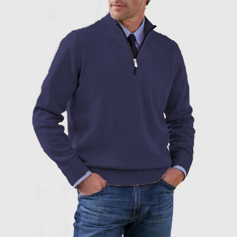 Men's Stand Collar Zipper Sweater Winter Fashion