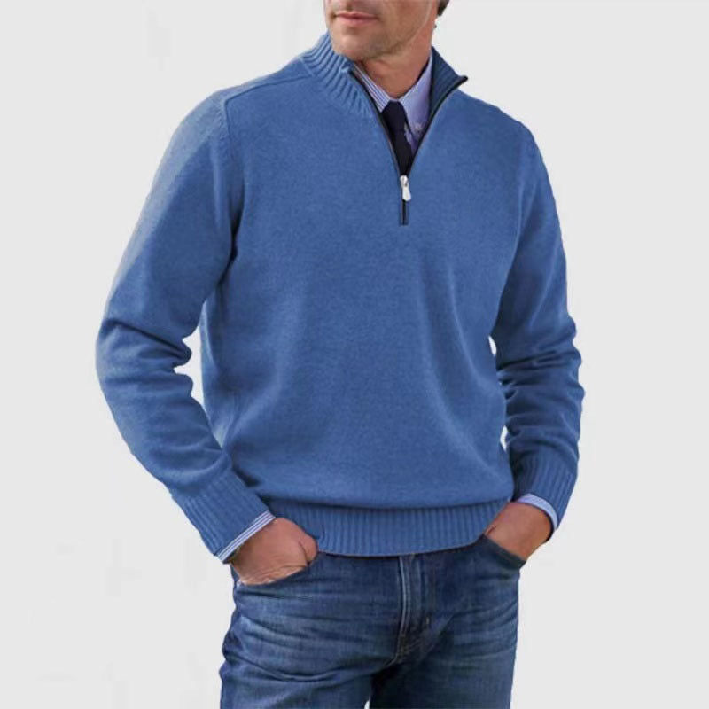 Men's Stand Collar Zipper Sweater Winter Fashion