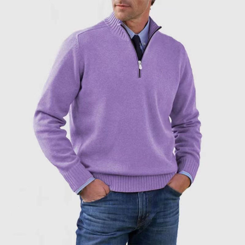 Men's Stand Collar Zipper Sweater Winter Fashion