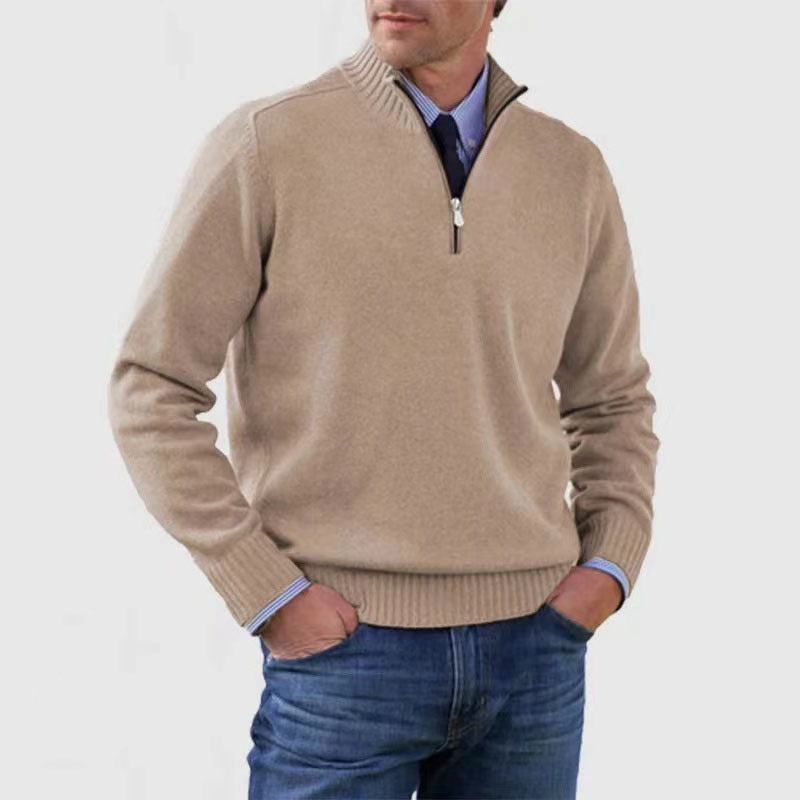 Men's Stand Collar Zipper Sweater Winter Fashion