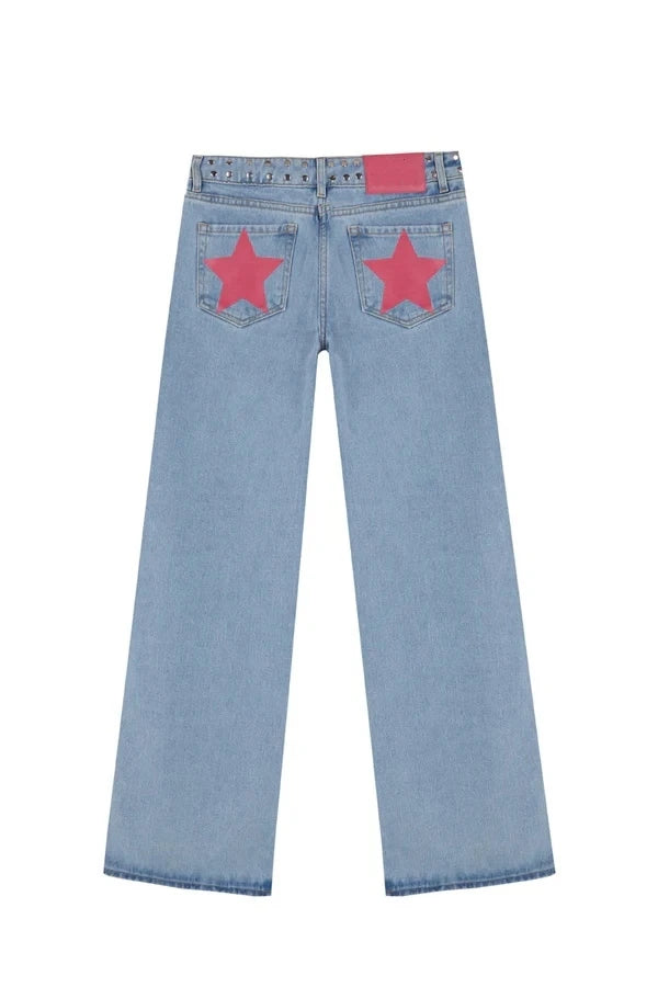 Five-Pointed Star Print Jeans