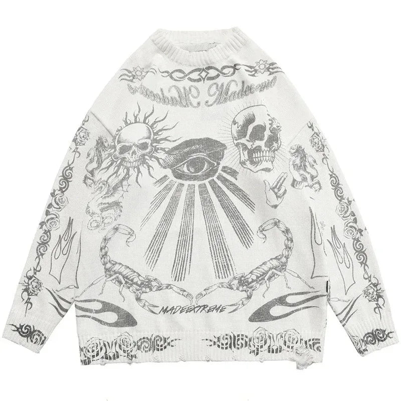 New European and American style pullover with creative eye pattern sweatshirt loose high street style, hip-hop and retro style