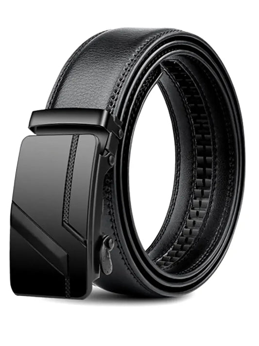 Men's High-Quality Belt 110cm 120cm 130cm Luxury Belt, Black Men's Automatic Buckle Jeans