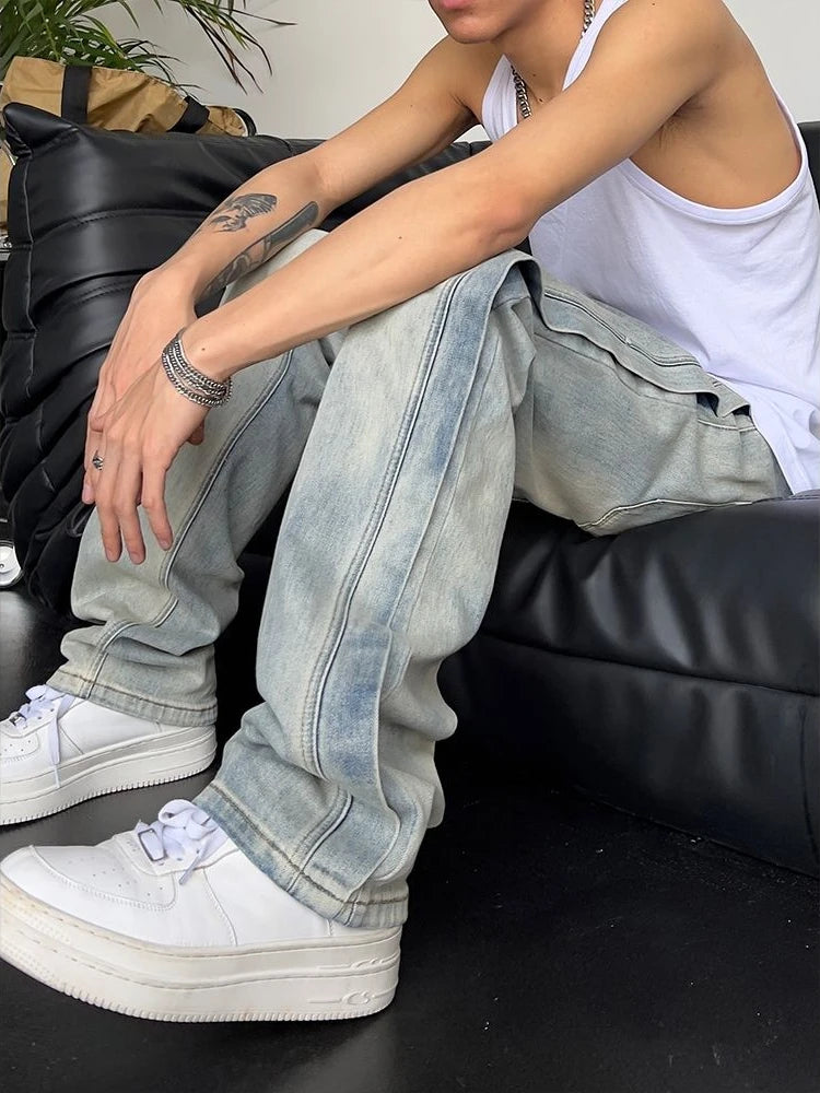 Jeans for Men Loose Light Blue Baggy