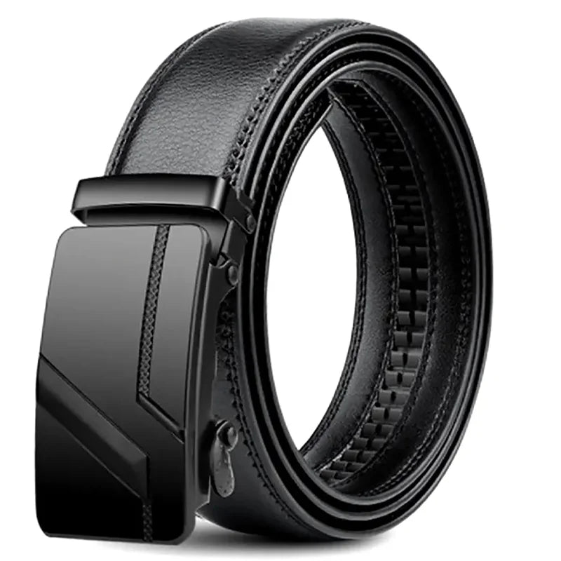 Men's High-Quality Belt 110cm 120cm 130cm Luxury Belt, Black Men's Automatic Buckle Jeans