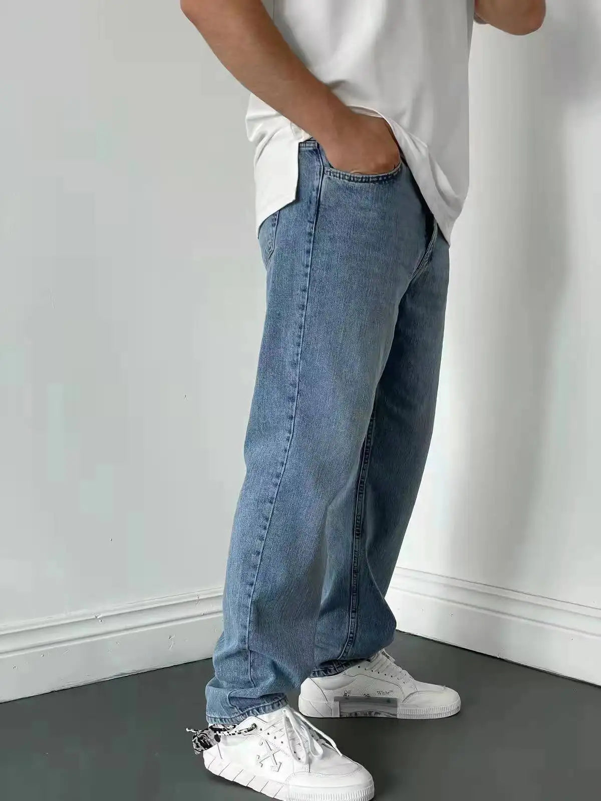 Men Jeans Soft Baggy Denim Trousers