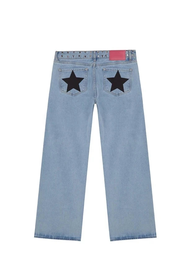 Five-Pointed Star Print Jeans