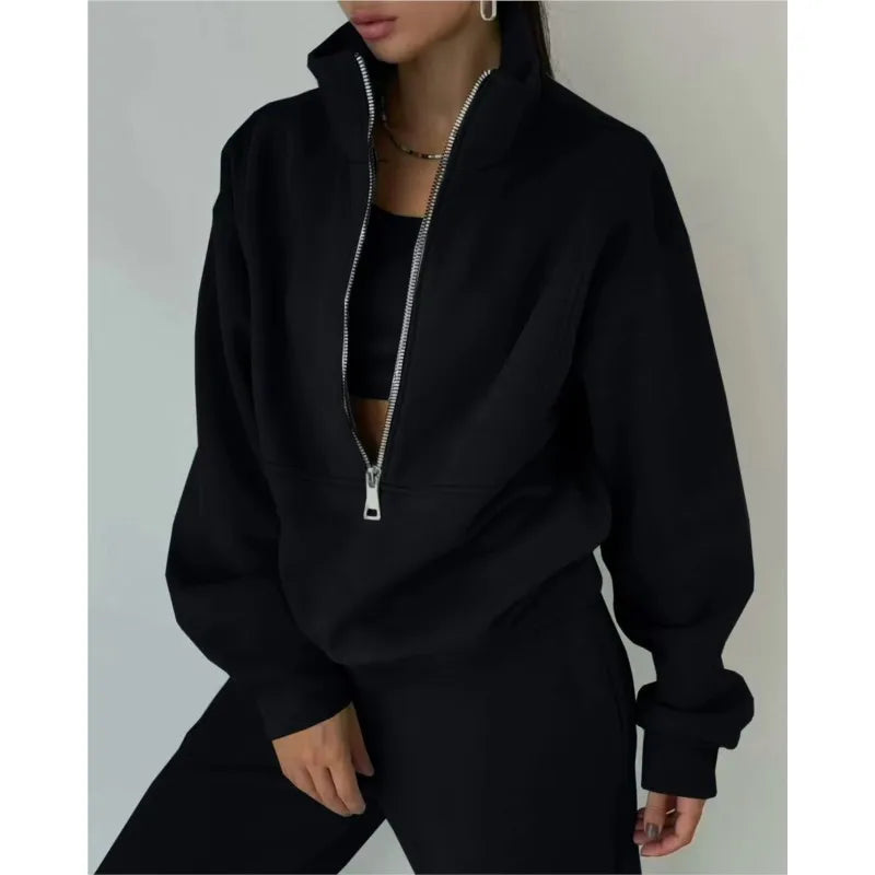 Tracksuit Comfortable Warm Zipper Two-piece Sets
