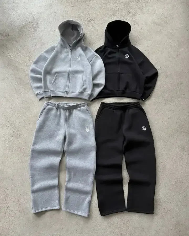 Tracksuit oversized sweatpants casual zipper hoodie
