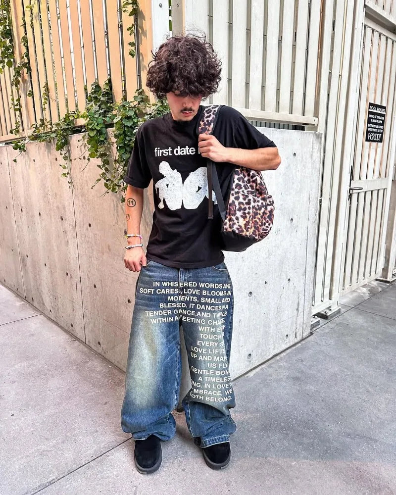 Y2K men Jeans Printed