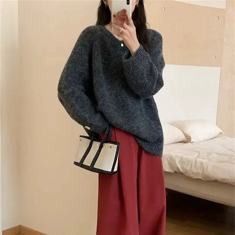 Loose Pullover Sweater for Women Long Sleeved