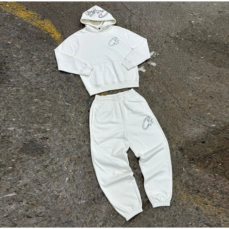 Tracksuit Unisex White Hoodie and pant