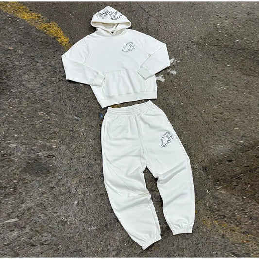 Tracksuit Unisex White Hoodie and pant