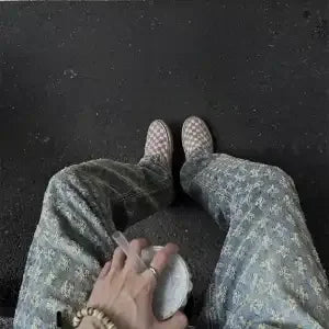 Jacquard Jeans Thin Slim Fit Straight-leg