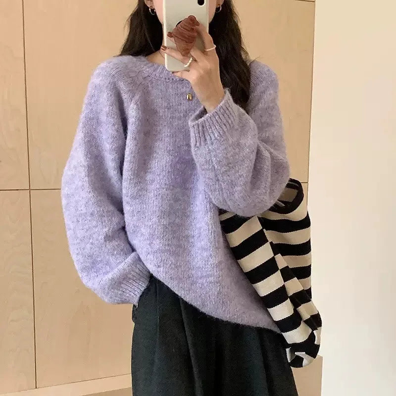 Loose Pullover Sweater for Women Long Sleeved