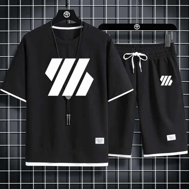 Mens Sports Suit T-Shirt and Shorts Set