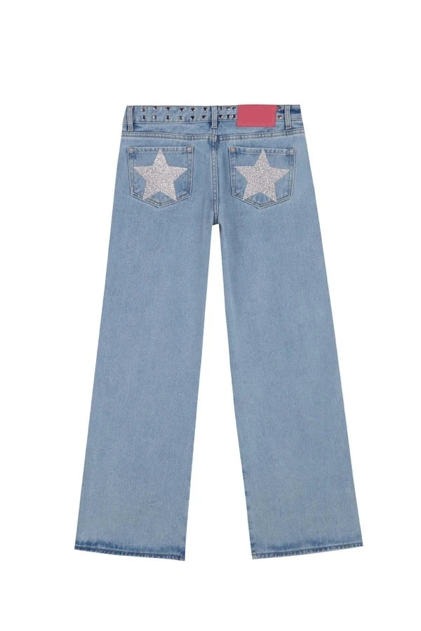Five-Pointed Star Print Jeans