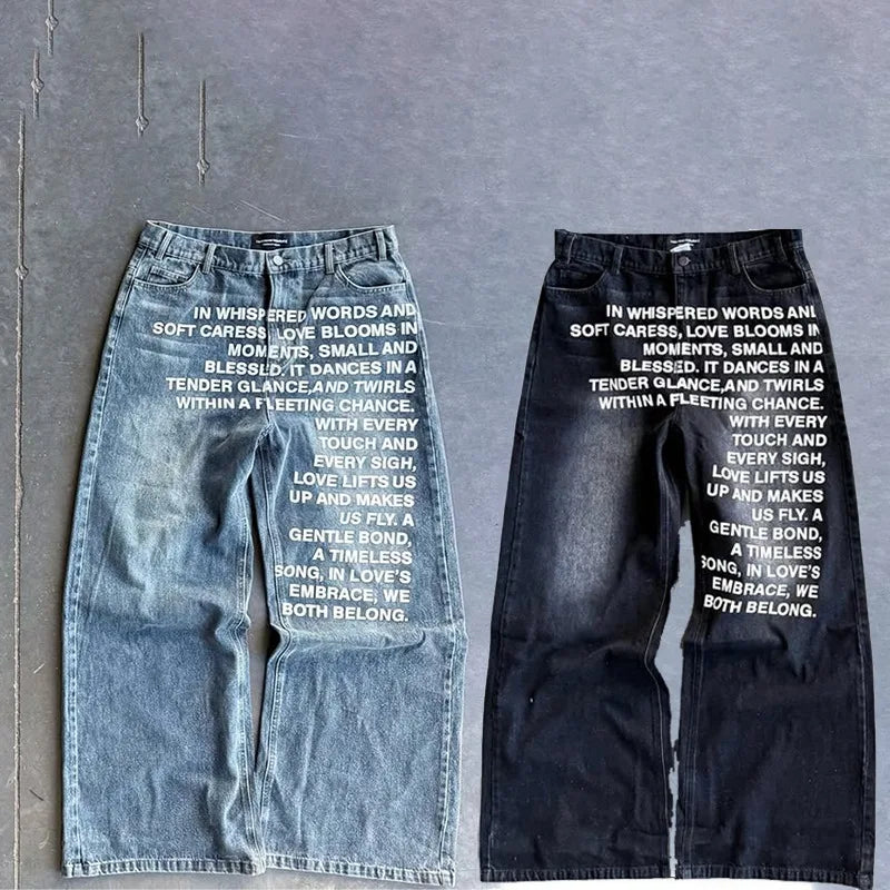 Y2K men Jeans Printed