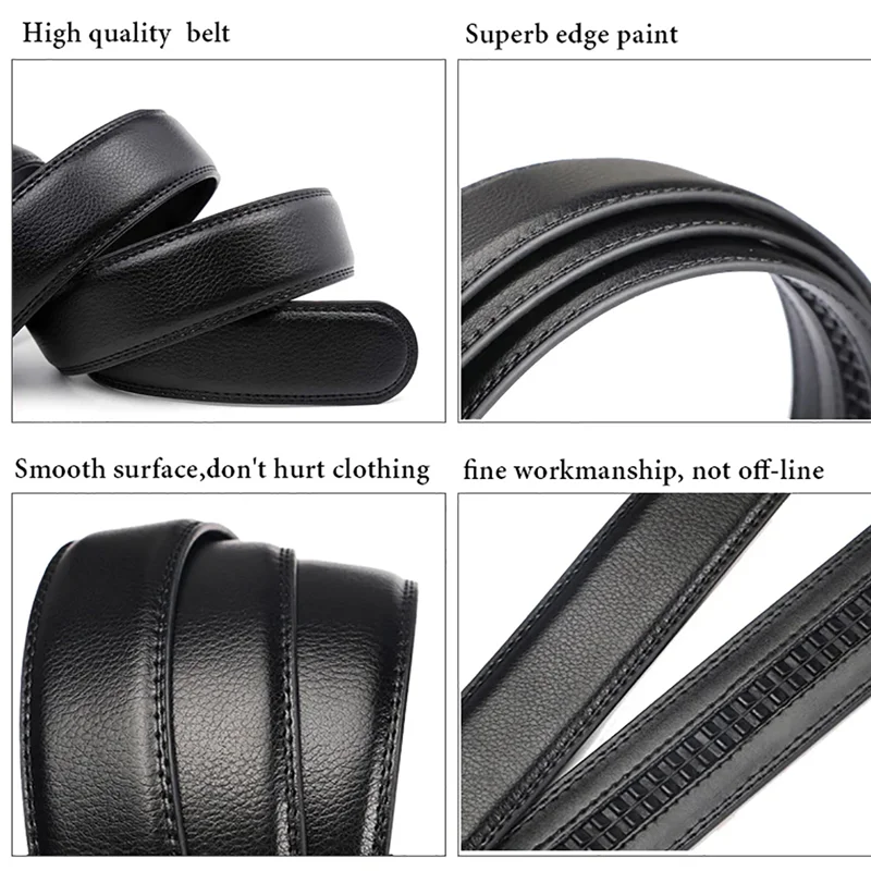 Men's High-Quality Belt 110cm 120cm 130cm Luxury Belt, Black Men's Automatic Buckle Jeans