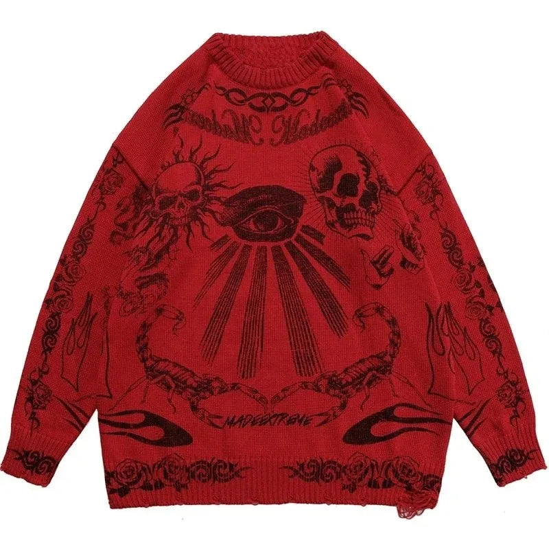 New European and American style pullover with creative eye pattern sweatshirt loose high street style, hip-hop and retro style
