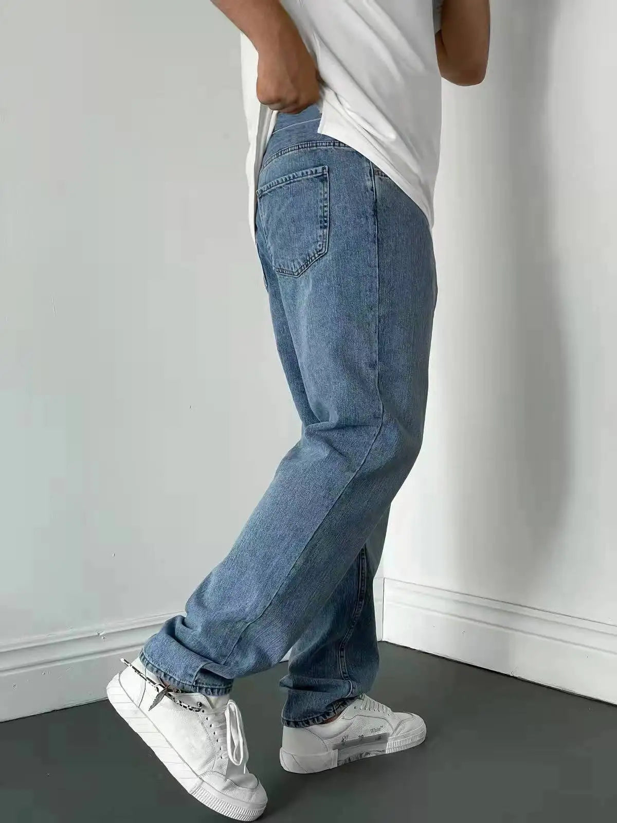 Men Jeans Soft Baggy Denim Trousers