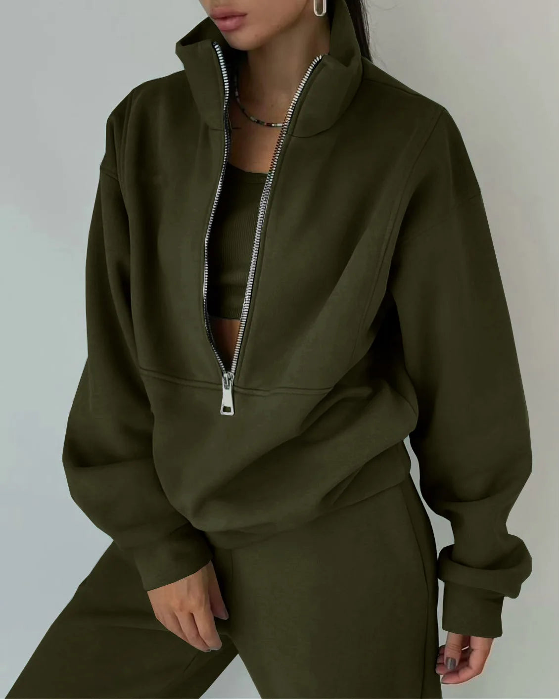 Tracksuit Comfortable Warm Zipper Two-piece Sets