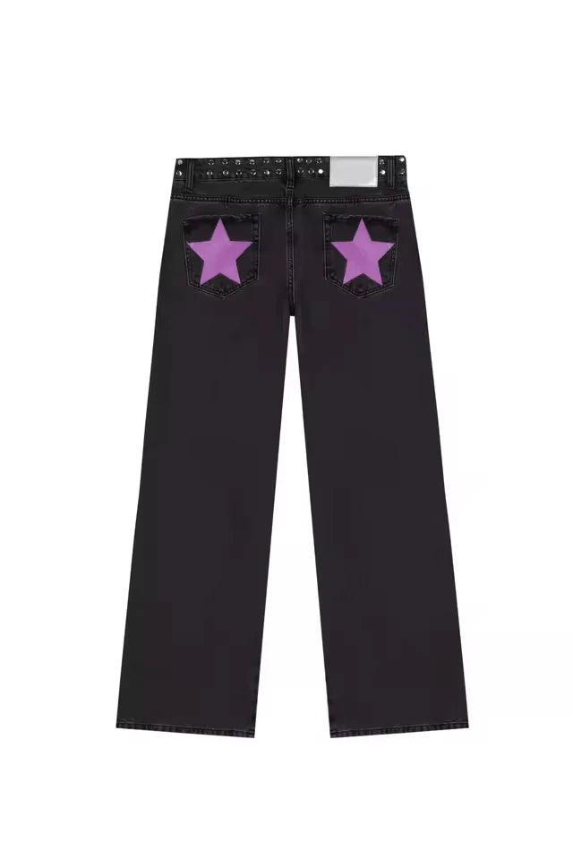Five-Pointed Star Print Jeans