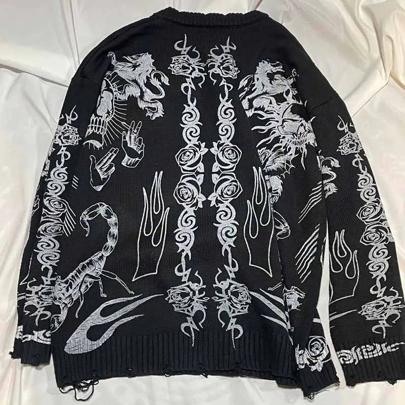 New European and American style pullover with creative eye pattern sweatshirt loose high street style, hip-hop and retro style