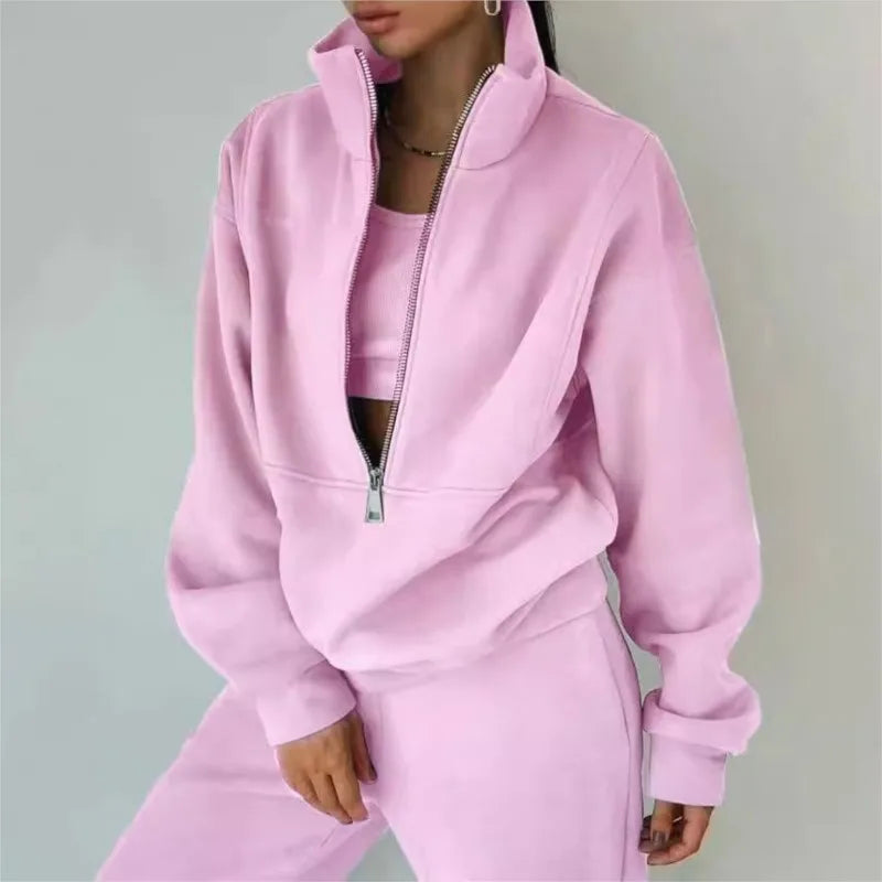 Tracksuit Comfortable Warm Zipper Two-piece Sets