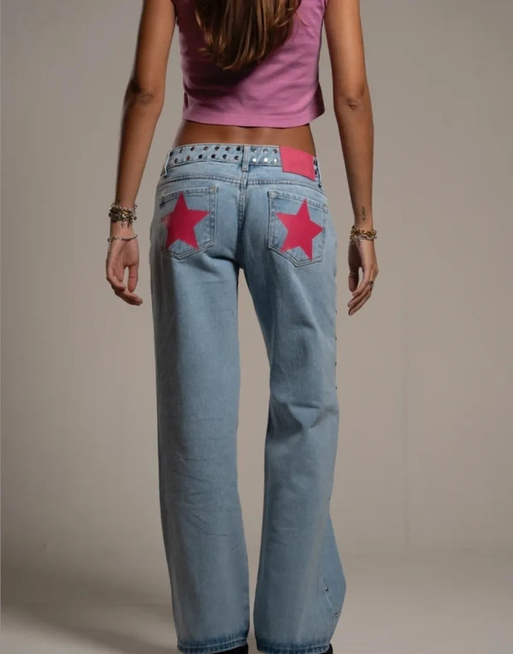 Five-Pointed Star Print Jeans
