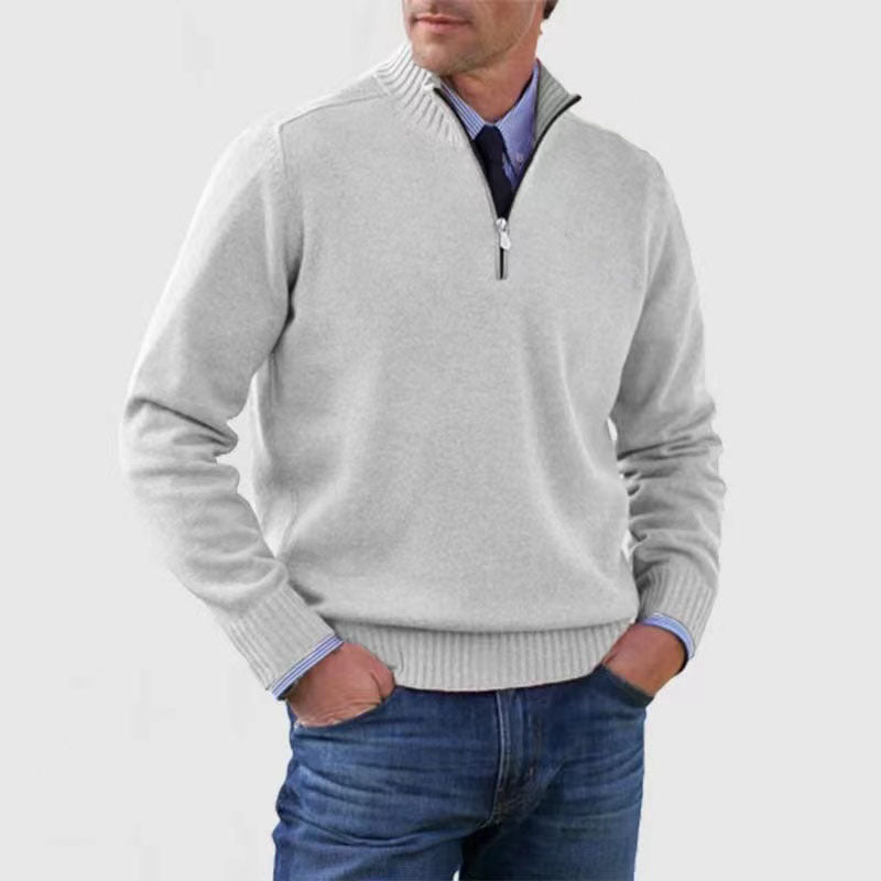 Men's Stand Collar Zipper Sweater Winter Fashion