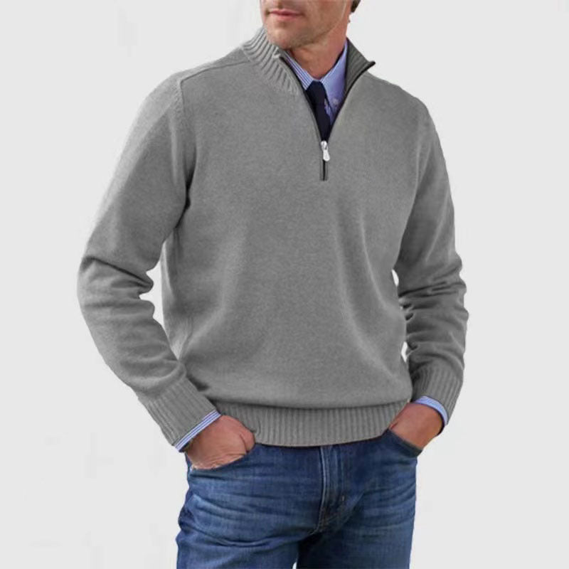 Men's Stand Collar Zipper Sweater Winter Fashion